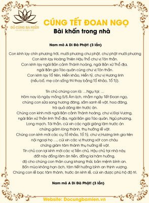 Bài cúng - Văn khấn Tết Đoan Ngọ mùng 5 tháng 5 trong nhà