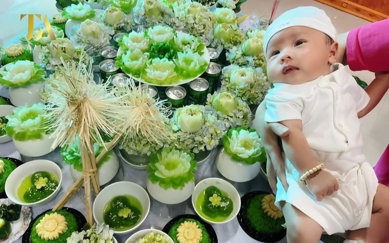 Cúng đầy tháng tuổi là lễ tạ 12 Bà Mụ và 3 Đức Ông