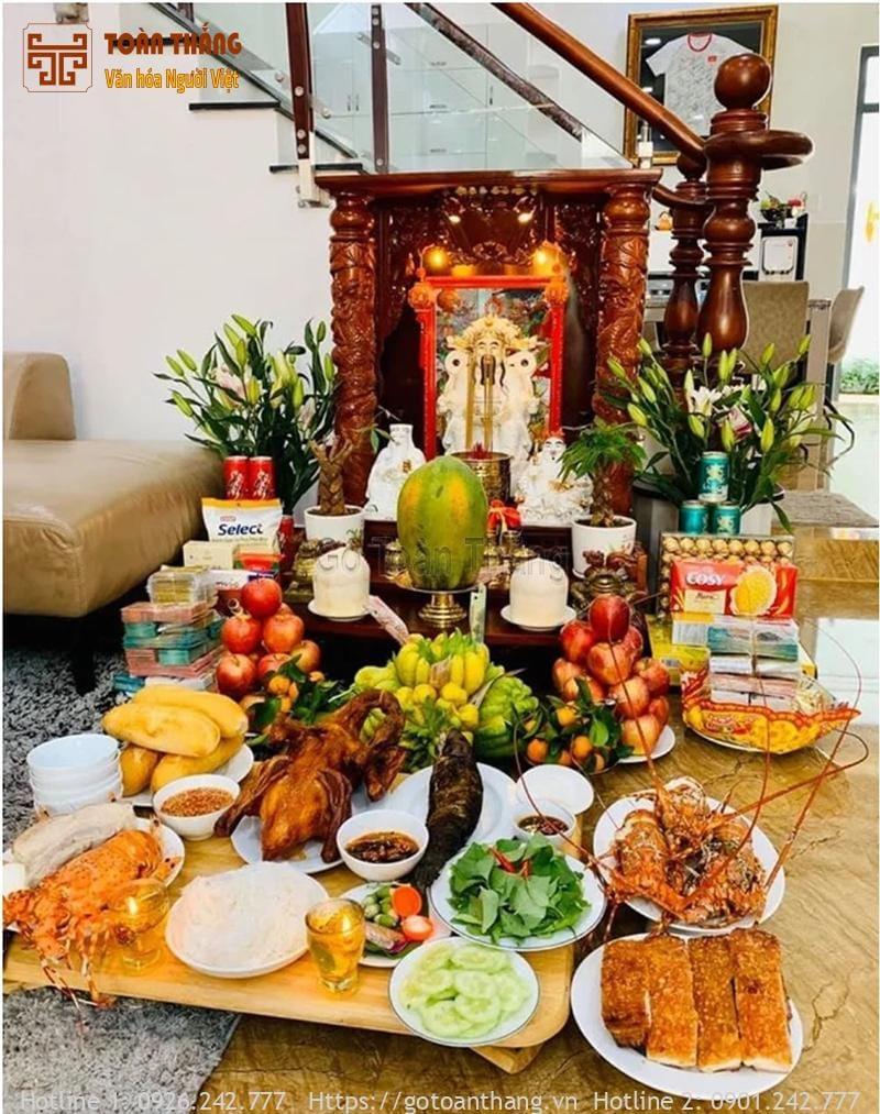 Lễ vật cúng Thổ Công mùng 1 được chuẩn bị tươm tất