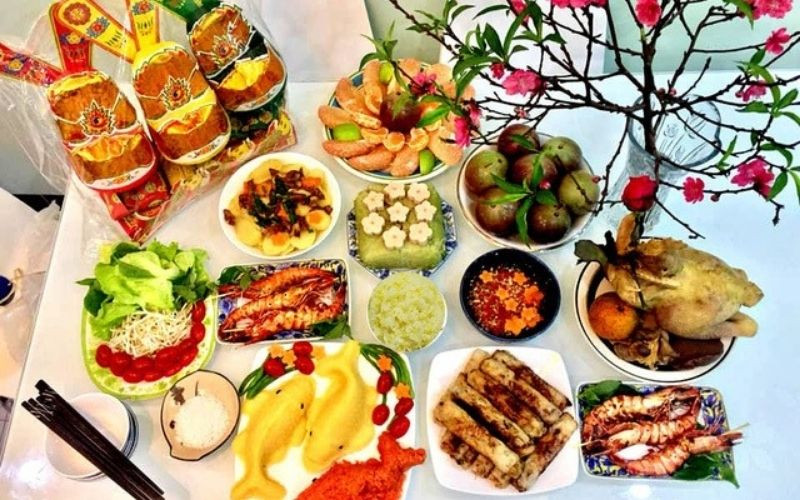 Mâm cỗ cúng đầy đủ cho lễ văn khấn ngày 23 tháng chạp tiễn Ông Táo về trời