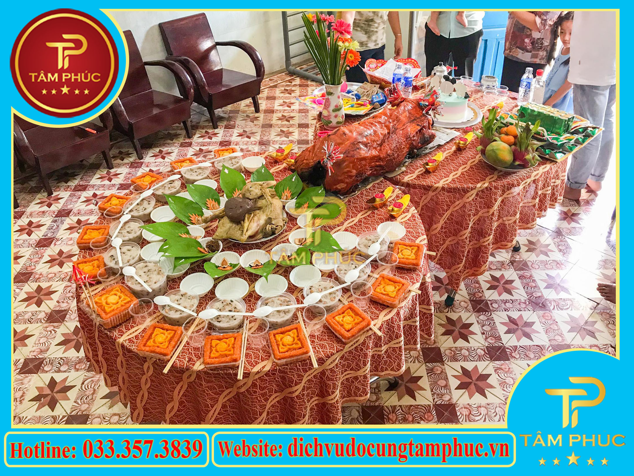 Mâm cúng đầy tháng bé trai đầy đủ lễ vật trang trọng
