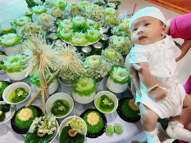 mâm cúng đầy tháng cho bé gái bé trai