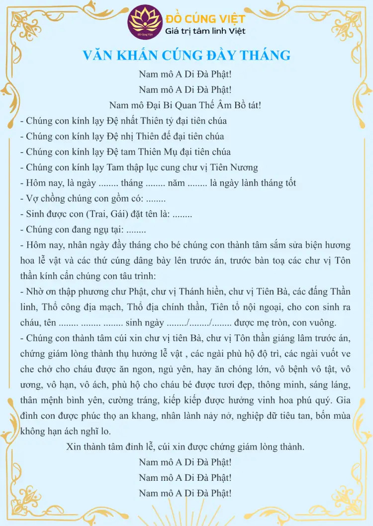Mâm cúng đầy tháng truyền thống cho bé gái
