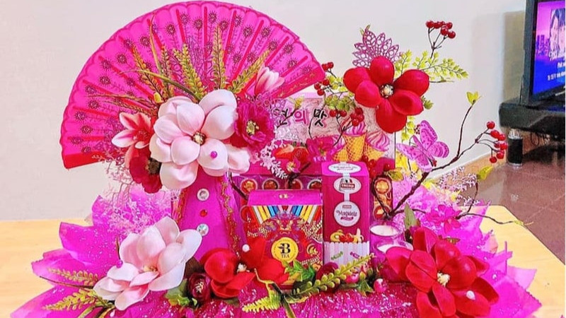 Mâm cúng lễ vật dâng lên Cô Chín Giếng thể hiện lòng thành kính