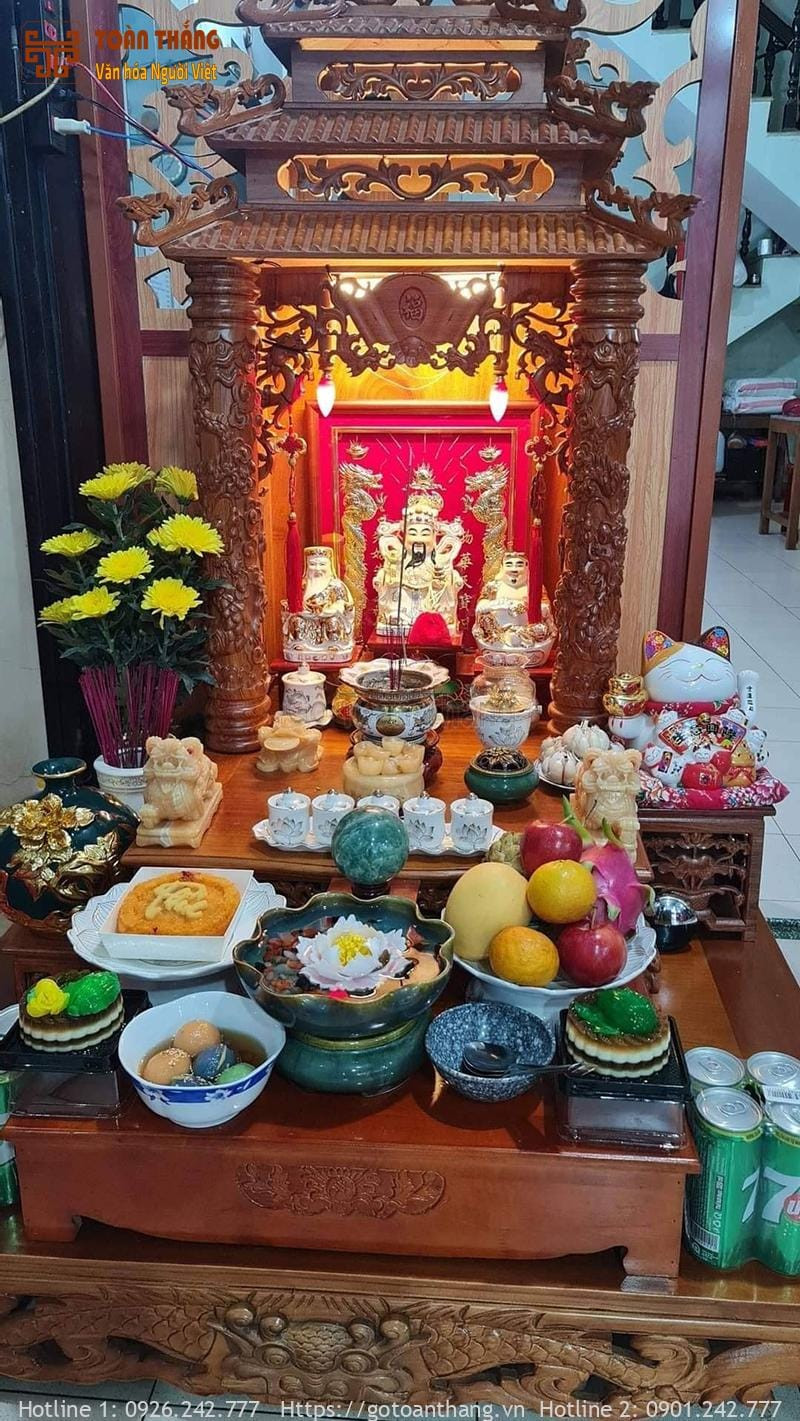 Mâm lễ vật cúng Thần Tài Thổ Địa ngày rằm đầy đủ