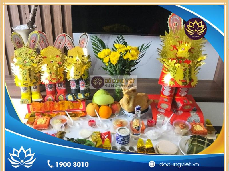 Mâm lễ vật trang trọng cúng rước Ông Táo ngày 30 Tết với đầy đủ các món