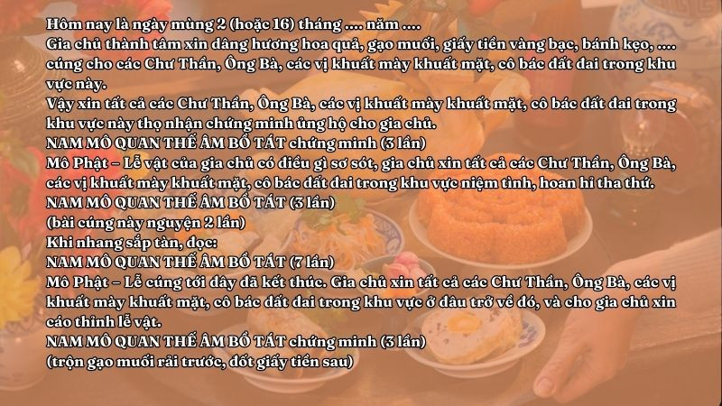 Văn khấn cúng trả lễ heo quay tại sân nhà