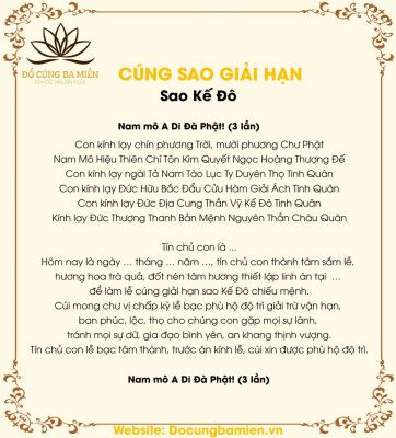 Bài văn khấn lễ vật cúng sao Kế Đô đúng nghi thức