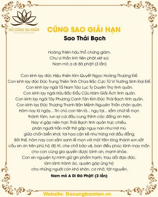 Bài văn khấn lễ vật cúng sao Thái Bạch chi tiết
