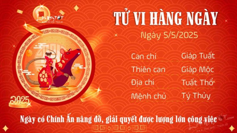 Bản mệnh tuổi Tý đón nhận cơ hội mới vào ngày 5/5/2025