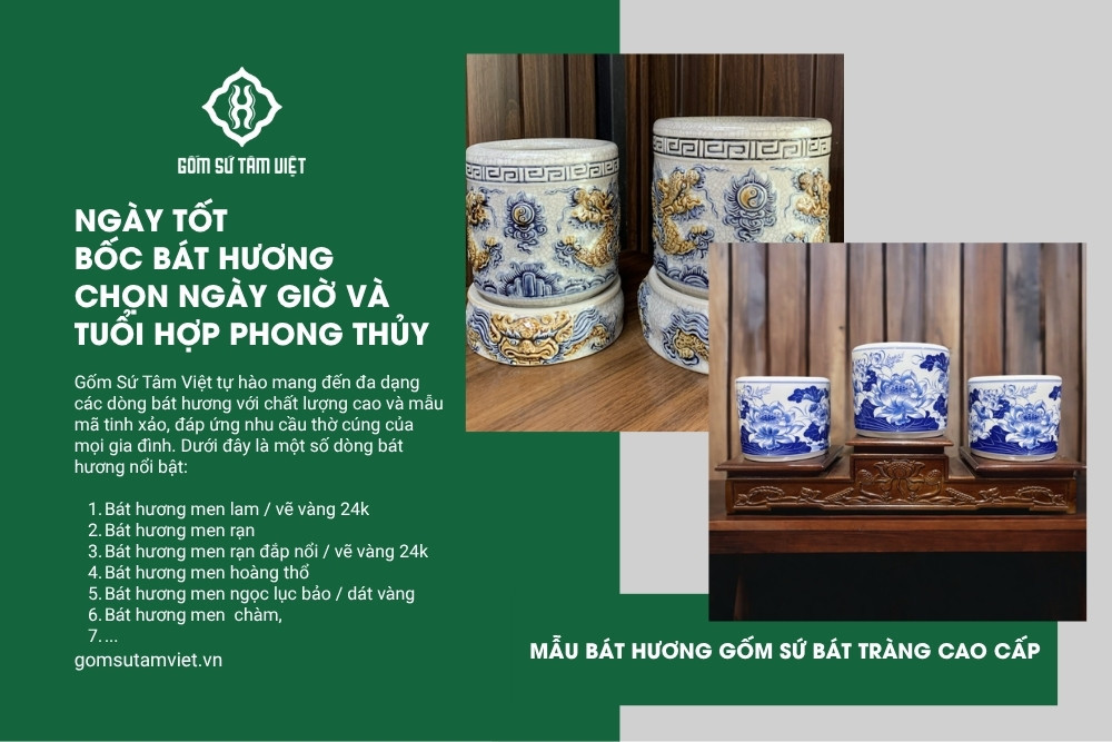 Bát hương gốm sứ Đồ Thờ Lăng Vân