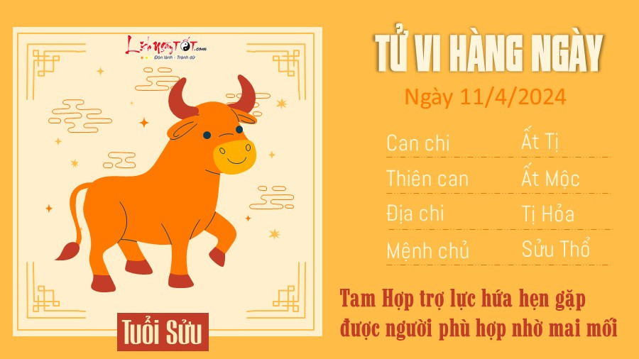 Bói tử vi ngày 11 tháng 04 cho tuổi Sửu, dự báo công việc và sức khỏe.