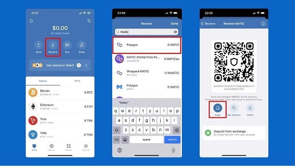 Các bước lấy địa chỉ nhận tiền trên ví Trust Wallet, nhận crypto dễ dàng