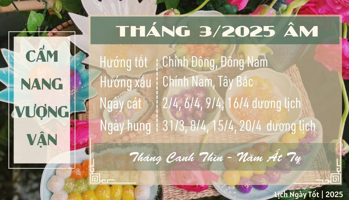 Cẩm nang phong thủy vượng vận tháng 3 âm lịch năm 2025