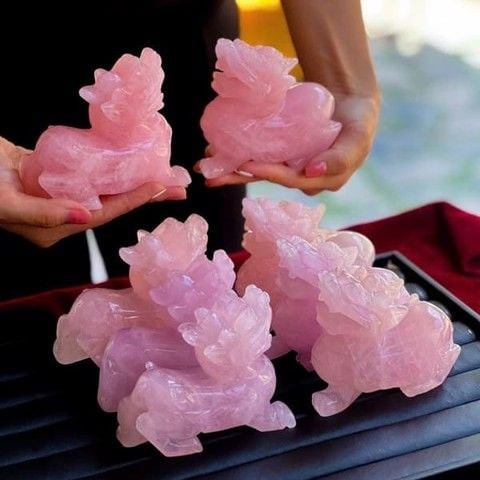 Cặp Tỳ Hưu thạch anh hồng tượng trưng cho mệnh Thổ