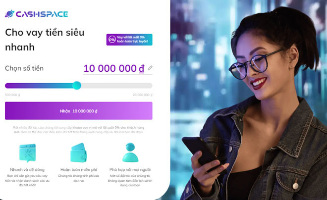 Cashspace - App vay tiền chỉ cần CMND cho người 18 tuổi