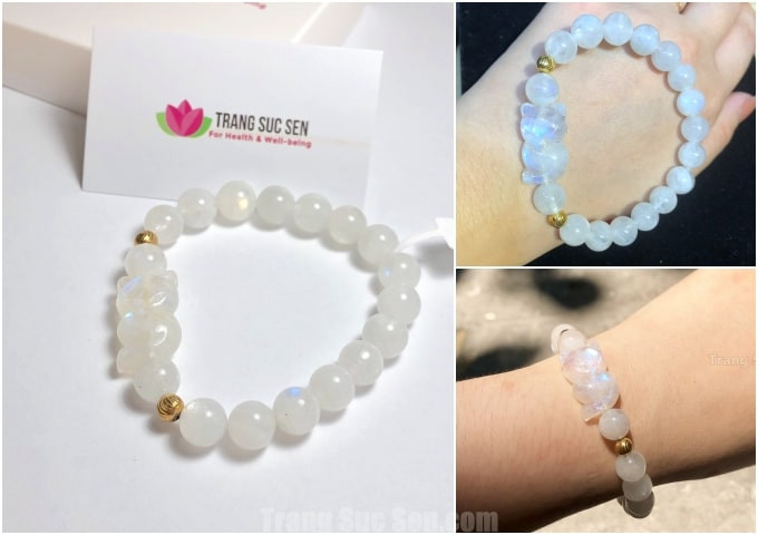 Đá moonstone nhiều hình dạng với sắc trắng tinh khôi
