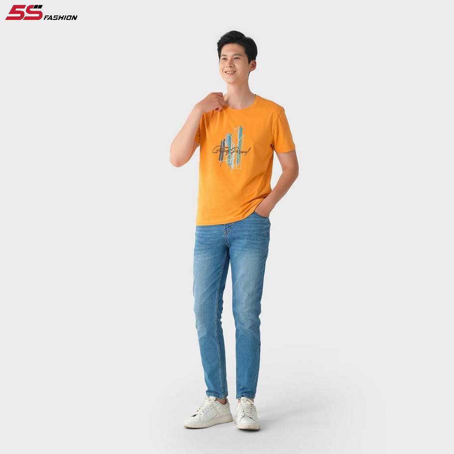 Đồ Thờ Lăng Vân - Áo thun nam màu vàng kết hợp quần jeans năng động cho nam sinh năm 1960