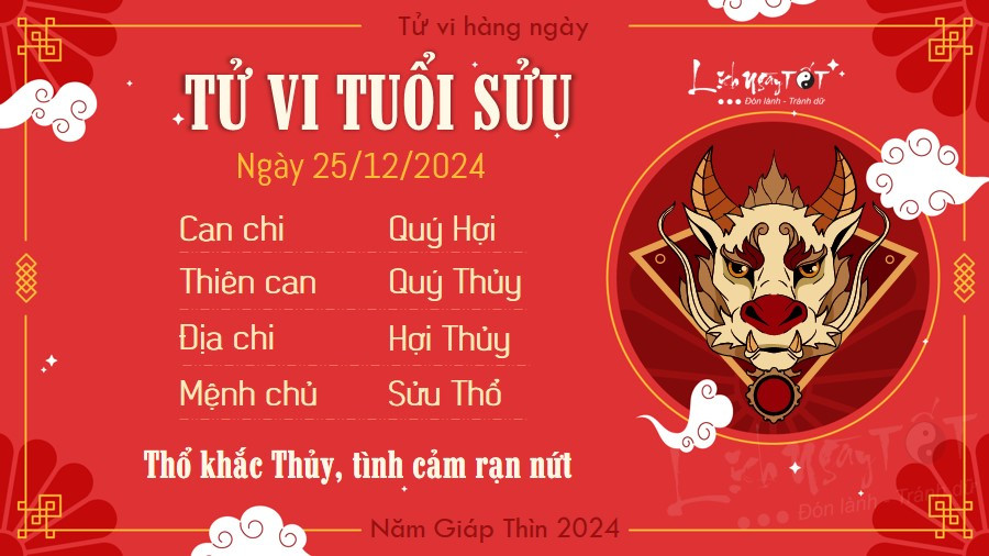 Dự đoán tử vi tuổi Sửu 25/12/2024 - tình duyên và sự nghiệp