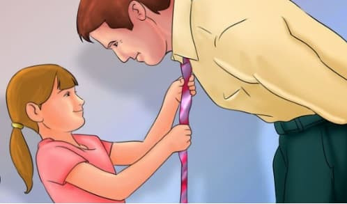 Gia đình hạnh phúc với người cha và con gái, tượng trưng cho tài lộc khi con gái ẩn tuổi cha.
