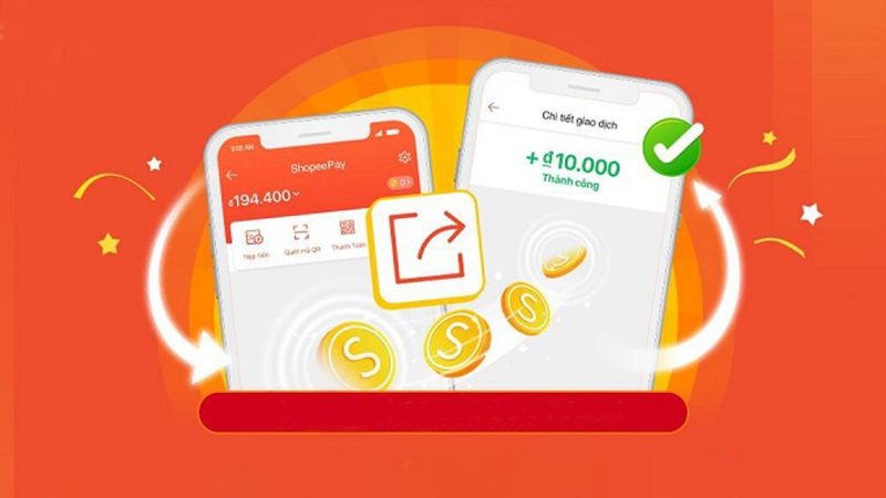 Giao diện ví ShopeePay trên điện thoại, minh họa các tính năng chuyển tiền từ ShopeePay sang ngân hàng