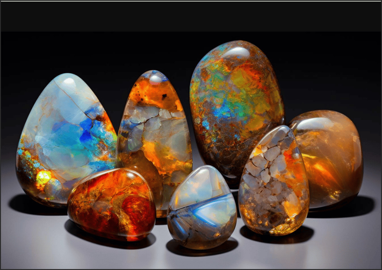 Hình ảnh đá Opal thô tự nhiên hiển thị vẻ đẹp và màu sắc rực rực rỡ