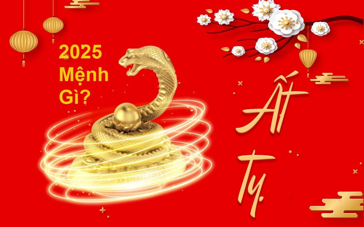 Hình ảnh linh vật Rắn vàng biểu tượng cho năm Ất Tỵ 2025, giải đáp năm 2025 mệnh gì hợp tuổi nào