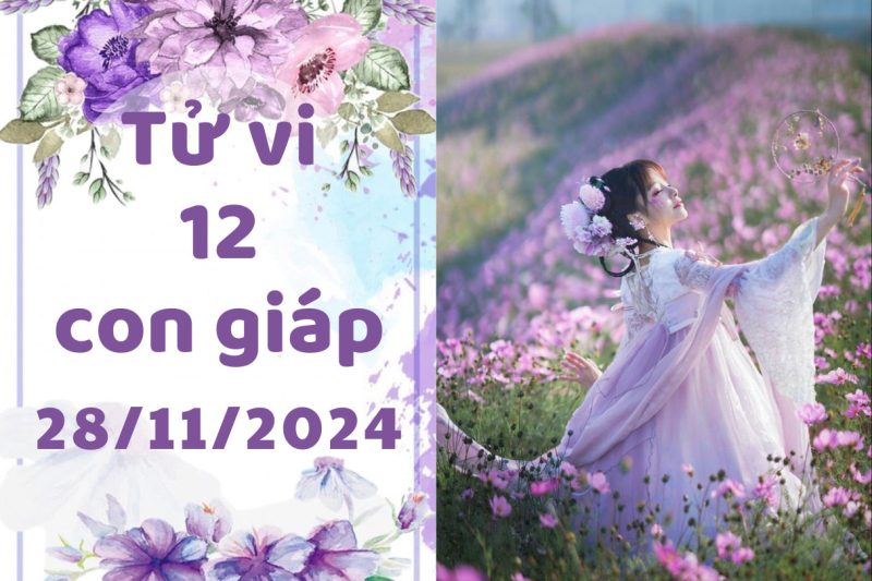 Hình ảnh minh họa tử vi ngày 28/11 của 12 con giáp với các biểu tượng phong thủy
