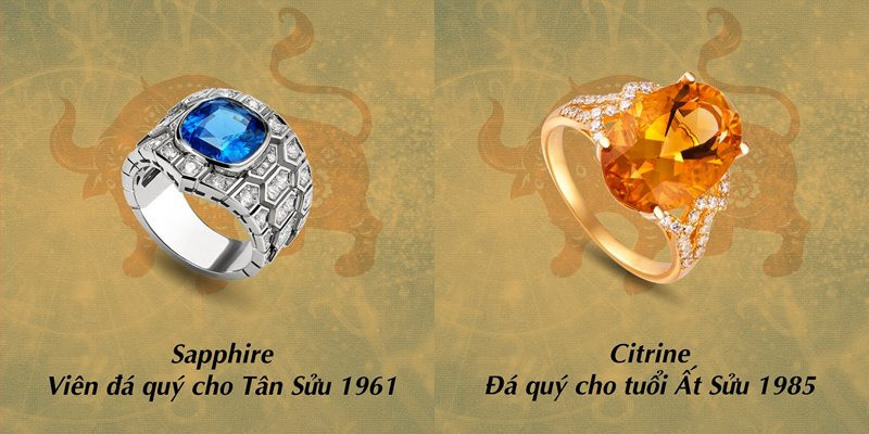 Hình ảnh một số mẫu nhẫn phong thủy đá quý cho người tuổi Tân Sửu và Ất Sửu