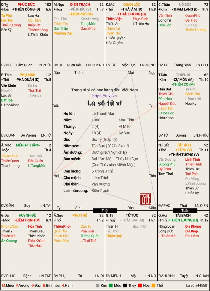 Lá số tử vi theo lịch âm