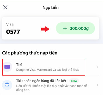 Lựa chọn số tiền nạp vào ví Grab Driver
