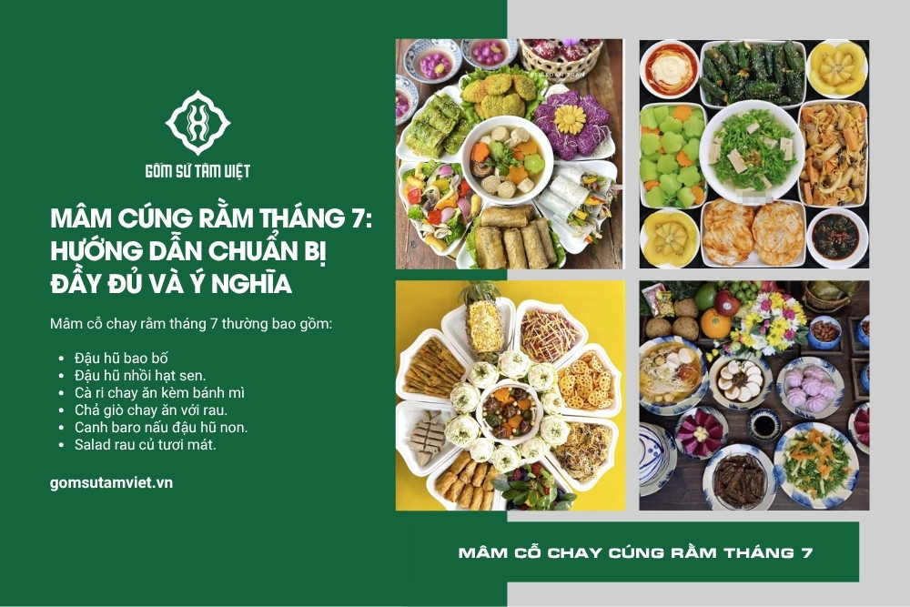 Mâm cỗ chay cúng Rằm tháng 7 với nhiều món ăn thanh đạm, hấp dẫn