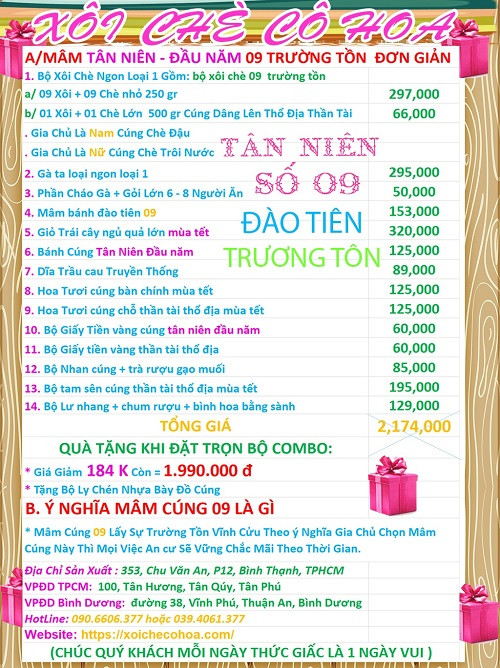 Mâm cúng đầu năm với đầy đủ lễ vật chay mặn truyền thống