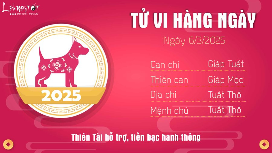 Người tuổi Tuất đón nhận tài lộc hanh thông và quý nhân phù trợ theo tử vi 6/3/2025