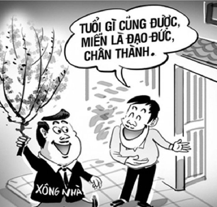 Người xông đất trao lì xì cho trẻ em, biểu tượng của may mắn và tài lộc
