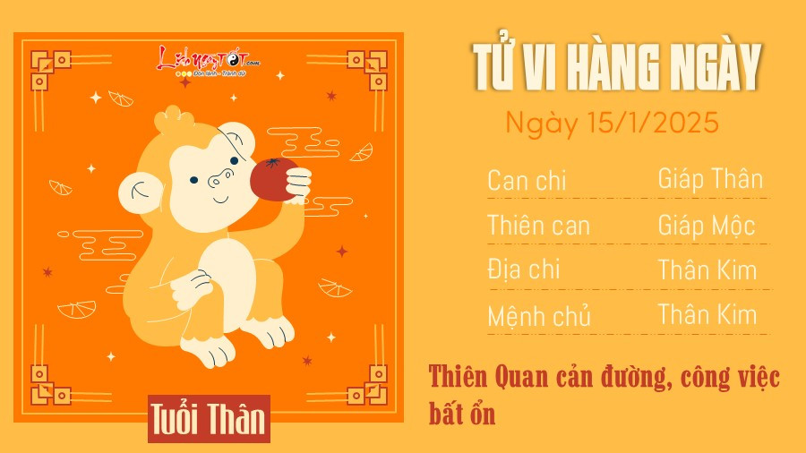Những thách thức tuổi Thân gặp phải ngày 15 tháng 1 năm 2025