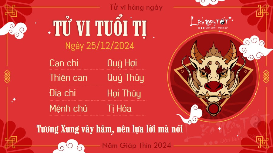Những thách thức và cơ hội tử vi tuổi Tỵ ngày 25 tháng 12 năm 2024