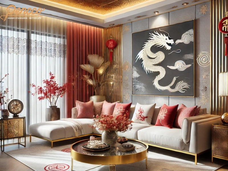 Phòng khách cân đối cho tuổi Thìn mệnh Kim 