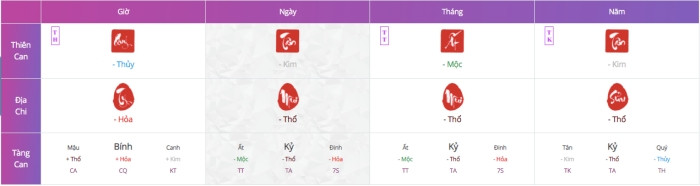 Tám ký tự chính trong lá số Bát tự