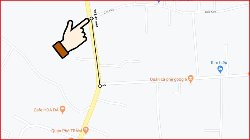 Thao tác đặt điểm đầu tiên để đo khoảng cách trên Google Maps máy tính