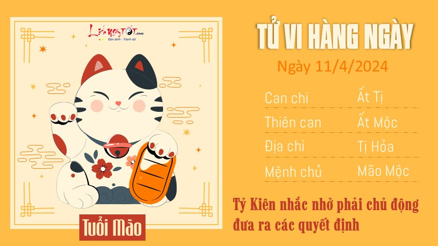Thông tin tử vi tuổi Mão ngày 11 tháng 04, chú ý về tài chính.