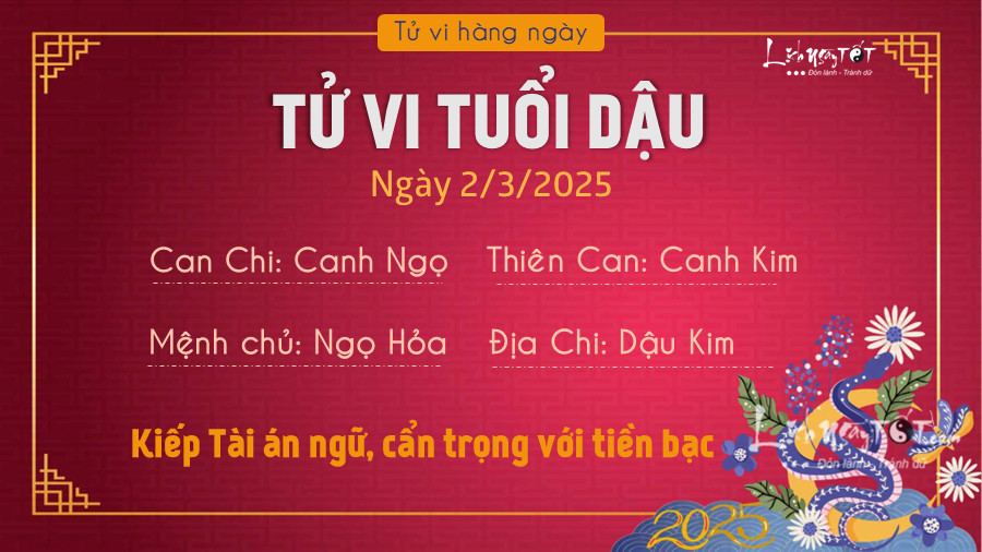 Tiền bạc và tình cảm tuổi Dậu theo tử vi ngày 2/3/2025