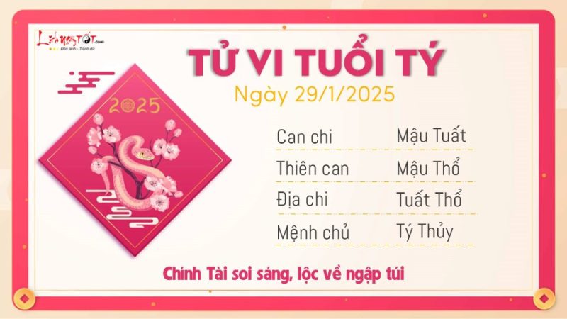 Tổng quan tử vi tuổi Tý ngày 29 tháng 1 năm 2025, biểu tượng Chuột may mắn