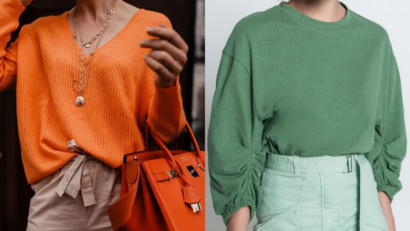 Trang phục màu cam và xanh lá phù hợp người tuổi Hợi