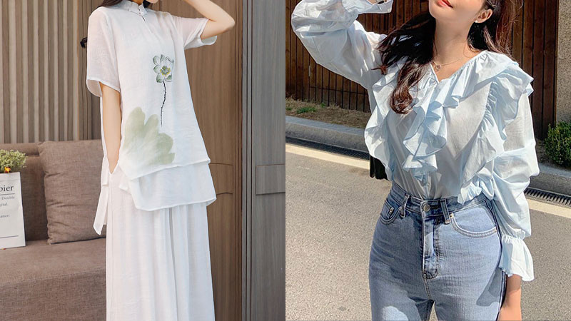 Trang phục màu trắng và xanh nhạt cho người tuổi Mão