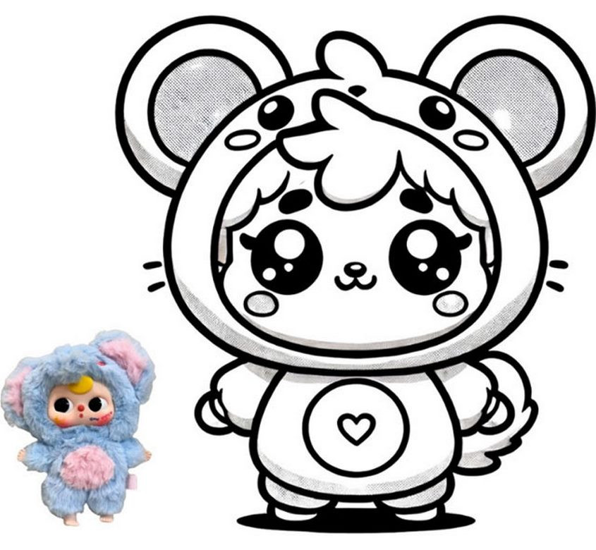 Tranh tô màu Baby Three hóa rồng, biểu tượng cho sự mạnh mẽ, quyết đoán của cung Bạch Dương.