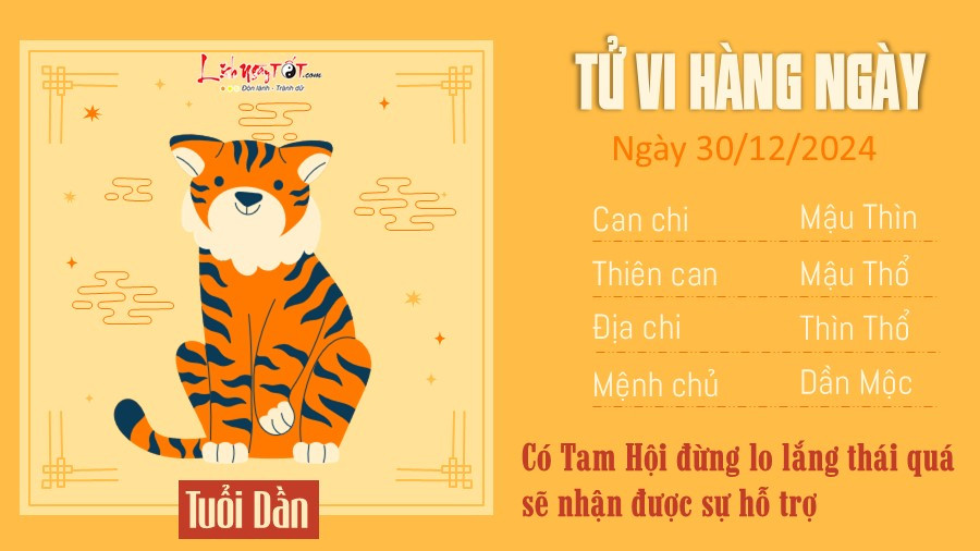 Tử vi 30/12/2024 tuổi Dần