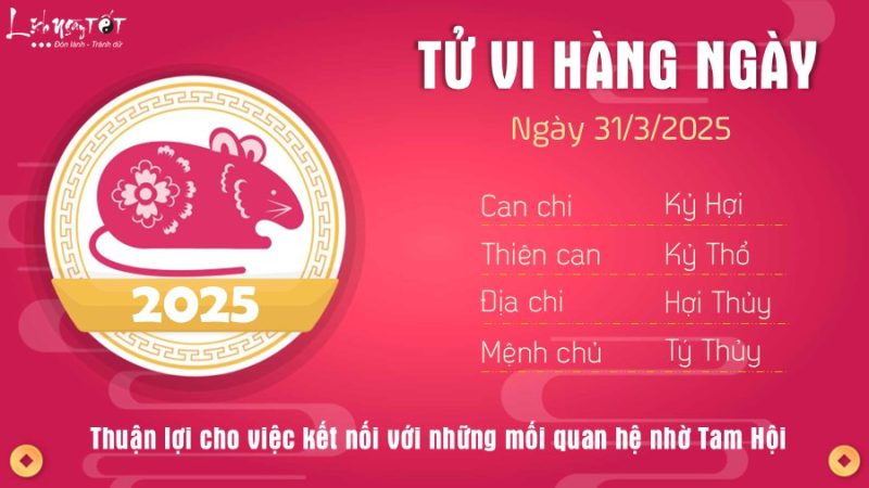 Tử vi 31/3/2025 lịch ngày tốt