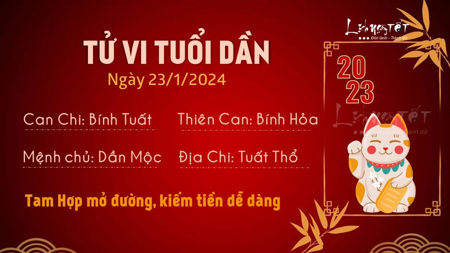 Tử vi hàng ngày 23/1/2024 tuổi Dần