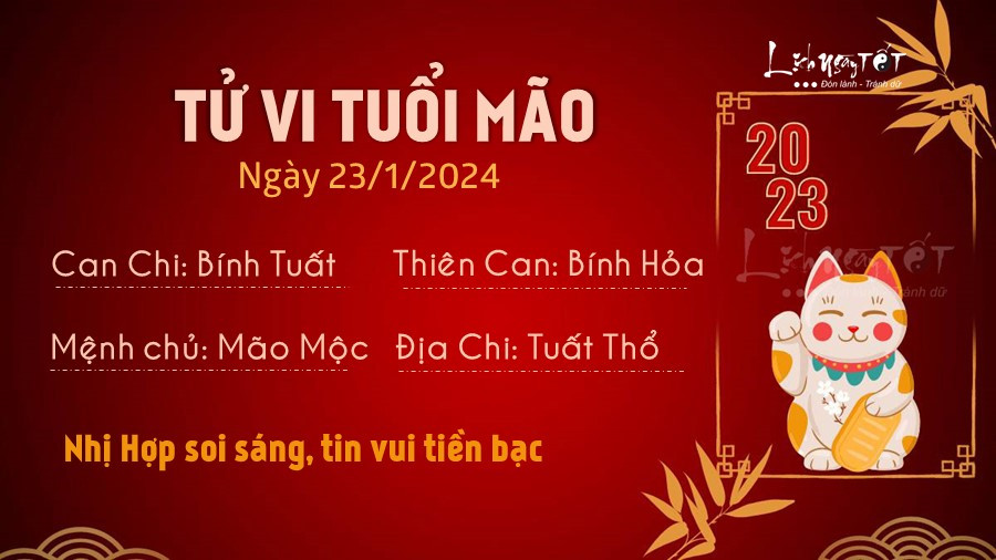 Tử vi hàng ngày 23/1/2024 tuổi Mão